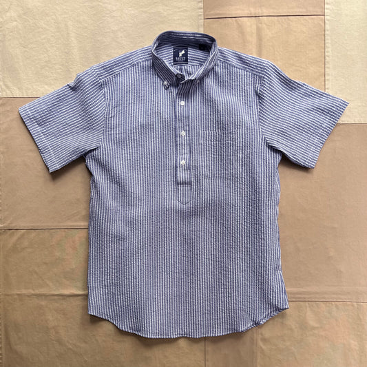 Striped Short Sleeve Seersucker Popover, Harbor Blue/White