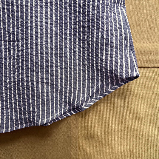 Striped Short Sleeve Seersucker Popover, Harbor Blue/White
