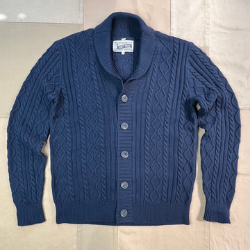 Cotton Cable Knit Cardigan, Navy
