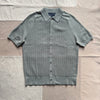 Short Sleeve Button Cable Sweater Polo, Army Green