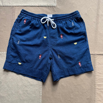 Lobster Seersucker Friday Shorts, Navy