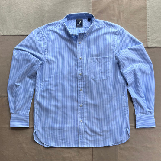 Modern Long Sleeve Oxford Shirt, Thin Stripe/Sky Blue