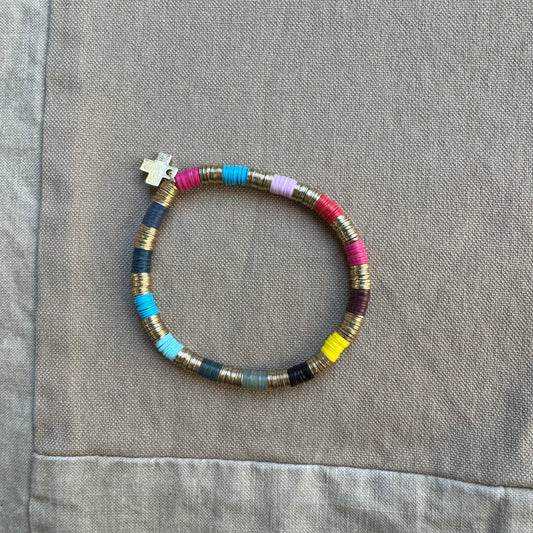 Grace Color Block Sequin Stretch Bracelet, Rainbow