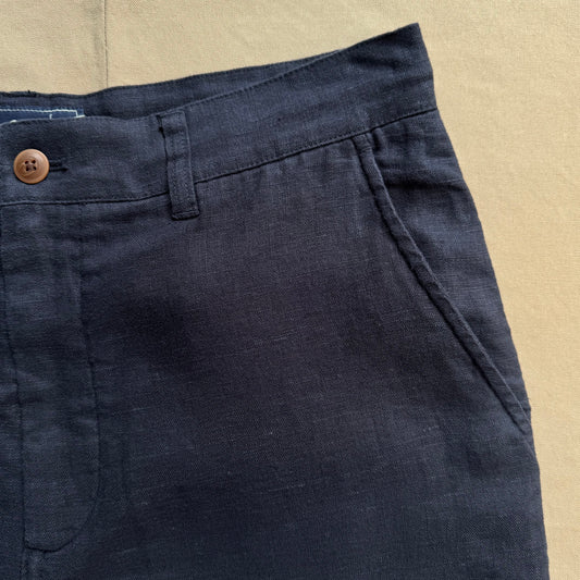 Aventure Washed Linen Shorts, Navy
