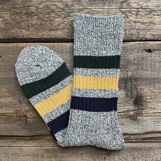 Park Stripe Crew Socks, Dark Grey