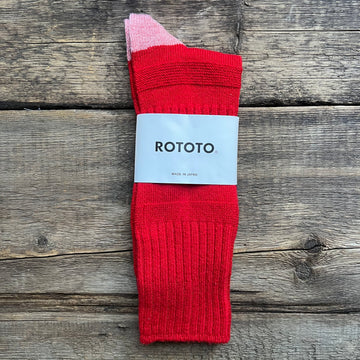 Guernsey Patter Crew Socks, Red/Coral
