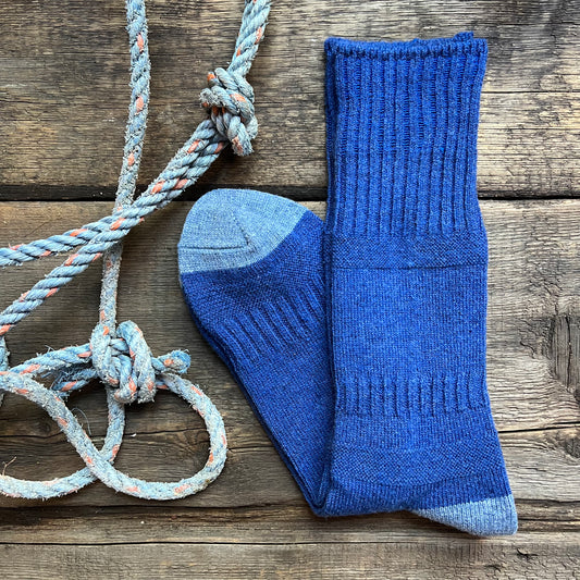 Guernsey Patter Crew Socks, Blue / Light Blue