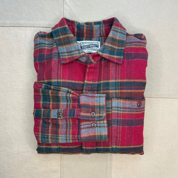 Plaid Cotton Flannel Shirt, Scarlet