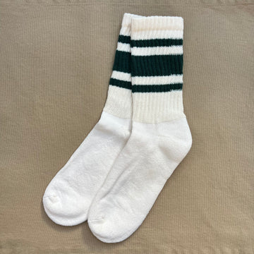 Retro Stripe Sock, Forest Green