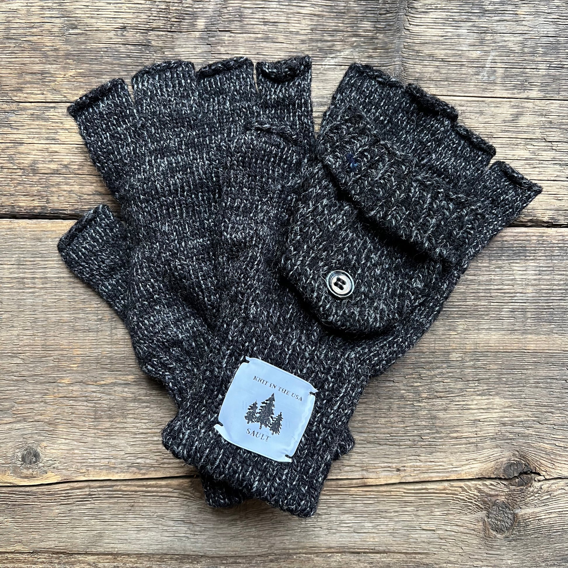 Fingerless Wool Gloves, Charcoal Melange – SAULT New England