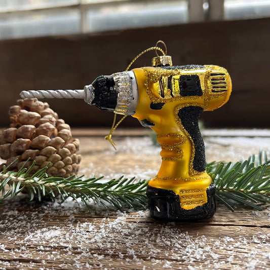 Yellow Drill Glass Ornament