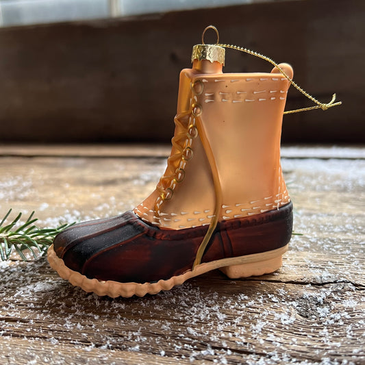 Duck Boot Glass Ornament