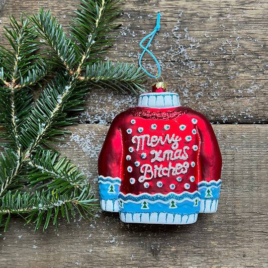 Christmas Sweater Glass Ornament