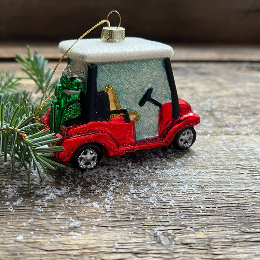 Golf Cart Glass Ornament