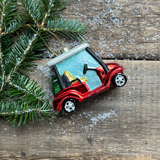 Golf Cart Glass Ornament