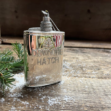 Silver Flask Glass Ornament