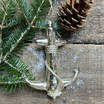 Ship Anchor Glass Ornament