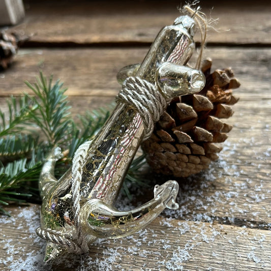 Ship Anchor Glass Ornament