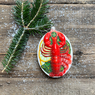 Lobster Dinner Glass Ornament