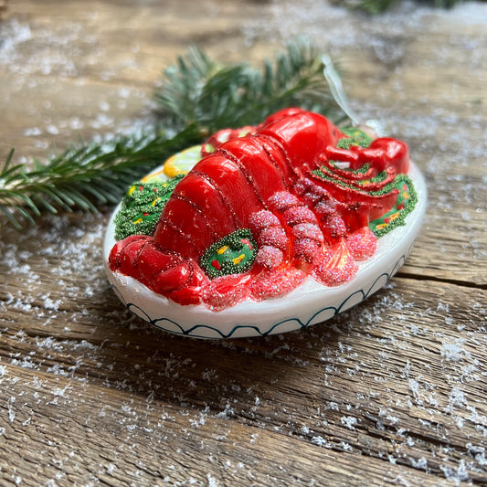 Lobster Dinner Glass Ornament