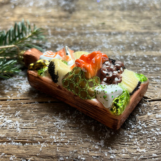 Cheese Board Glass Ornament