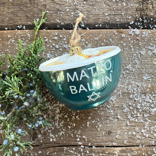 Matzo Ballin' Soup Glass Ornament