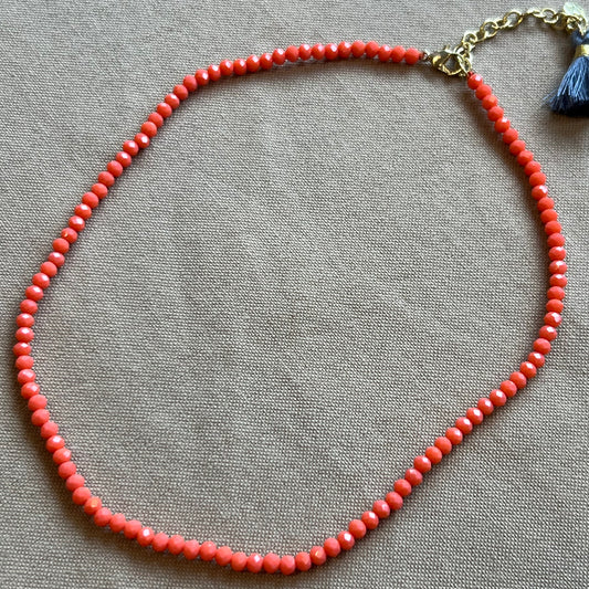 Hayden Crystal Necklace, Coral
