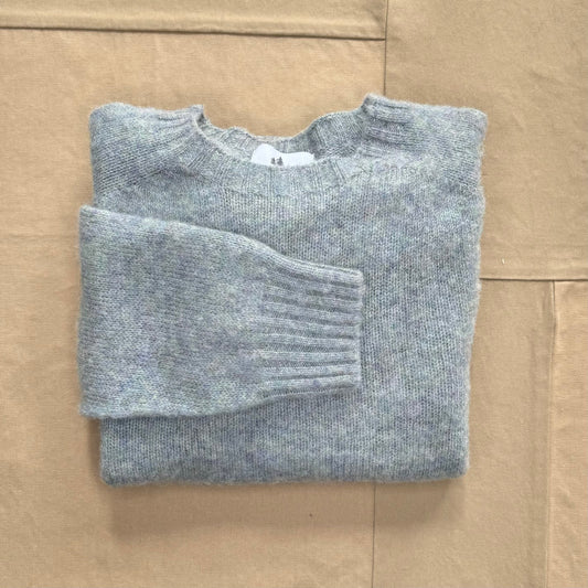 Brushed Wool Crew Sweater, Sea Pearl