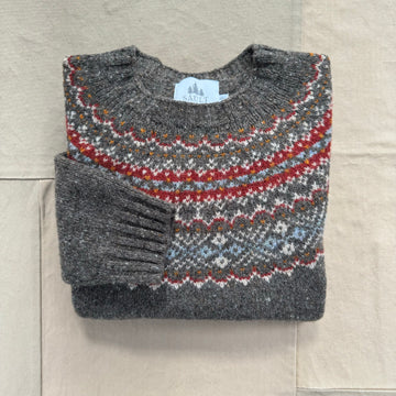 Women's Donegal Wool Fairisle Yoke Sweater, Staffa