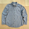 Long Sleeve Cotton Shirt in Indigo, Ticking Cloth