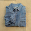 Long Sleeve Cotton Shirt in Indigo, Herringbone