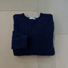 Shetland Wool Cable Crew Sweater, New Navy