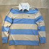 Rugby Shirt in Garment-Washed Cotton, Blue-Beige