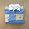 Rugby Shirt in Garment-Washed Cotton, Blue-Beige