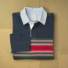 Kangaroo Rugby Shirt in Garment Washed Cotton, Multi-Navy