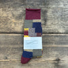 Patchwork Crew Socks, Wine