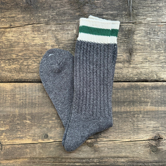 Tuck Cuff Stripe Crew Sock, Charcoal