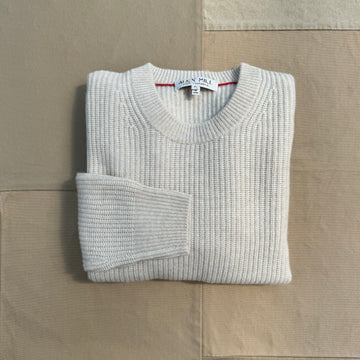 Jordan Sweater in Washed Cashmere, Heather Ecru