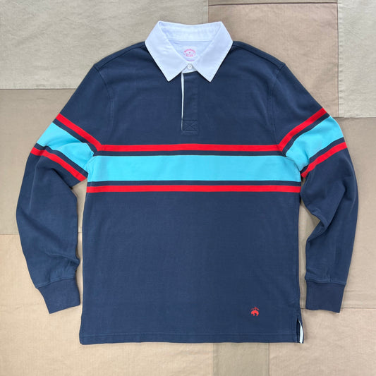 Sueded Cotton Rugby Shirt, Navy Multi