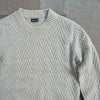 Women's Recycled Wool-Blend Crewneck Sweater, Chevron Cable: Natural