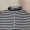 Taylor Roll Neck Cardigan in Cotton Cashmere, Navy/Ivory