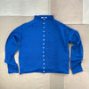 Taylor Roll Neck Cardigan in Cotton Cashmere, Cosmic Blue