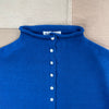 Taylor Roll Neck Cardigan in Cotton Cashmere, Cosmic Blue