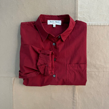 Jo Shirt in Poplin, Maroon