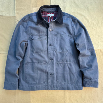 Work Jacket in Cotton Herringbone, Storm Blue