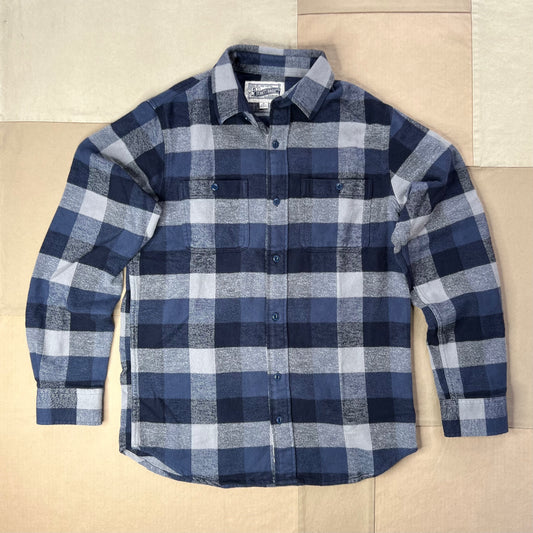 Plaid Cotton Flannel Shirt, Blue/Grey