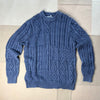 Stonewashed Patchwork Cotton Sweater, Navy