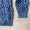 Stonewashed Patchwork Cotton Sweater, Navy