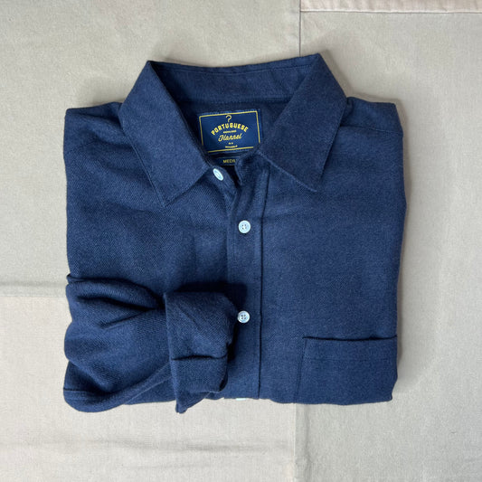 Teca Solid Flannel Shirt, Navy
