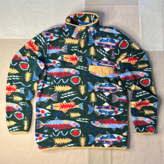 Men's Lightweight Synchilla Snap-T Fleece Pullover, Salmon Energy: Old Growth Green